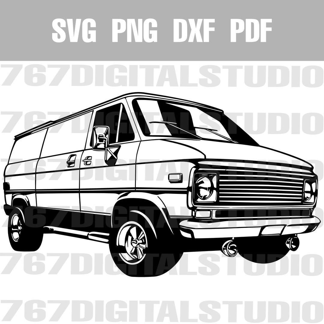 Vintage 70s Chevy Van SVG: Retro Clip Art, Laser Cut File - Etsy