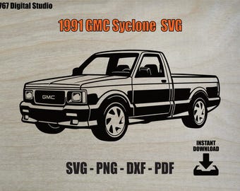 1991 GMC Syclone SVG | Classic Truck Cut File | Vintage Pickup png dxf | Cricut Cut File | Lowrider Design, Silhouette, Laser, Garage Decor