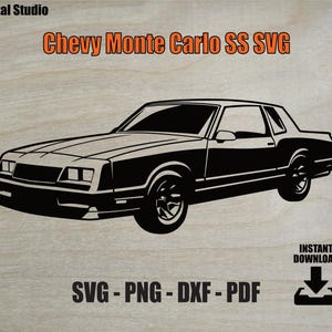 1984-88 Chevy Monte Carlo SS SVG - G-Body Muskel-Auto-Schnitt-Datei PNG DXf PDF für Cricut, Silhouette, Laser & Sublimation