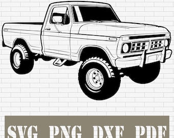 Classic Lifted F150 Pickup Truck SVG DXF PNG PDf – Off-Road 4x4 Outline Cut File for Cricut & Silhouette