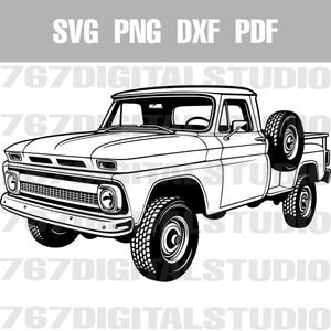 1963 Chevy 4x4 Truck SVG | Classic Pickup Vector | dxf png pdf Cut Files for Cricut, Laser Engraving & CNC | Vintage Off-Road Clipart