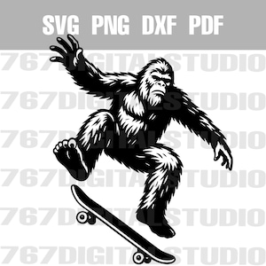 Bigfoot Skateboard Trick SVG png pdf dxf vectorbestanden Clip Art afdrukbare lasergesneden gravure POD persoonlijk en commercieel gebruik OK