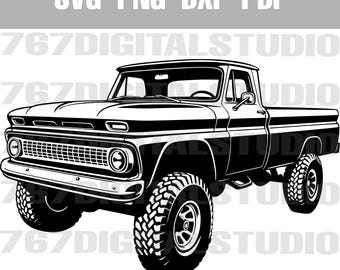 63 Chevy Lifted 4x4 Truck SVG dxf png pdf Illustration - Clip Art Printable Laser Cut Engraving Personal and Commercial Use OK
