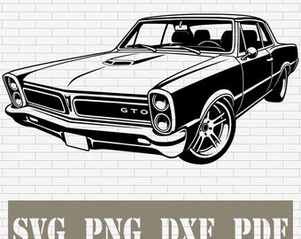 1964 Pontiac GTO Tri-power SVG | Classic Cars Svg Muscle Cars Cut