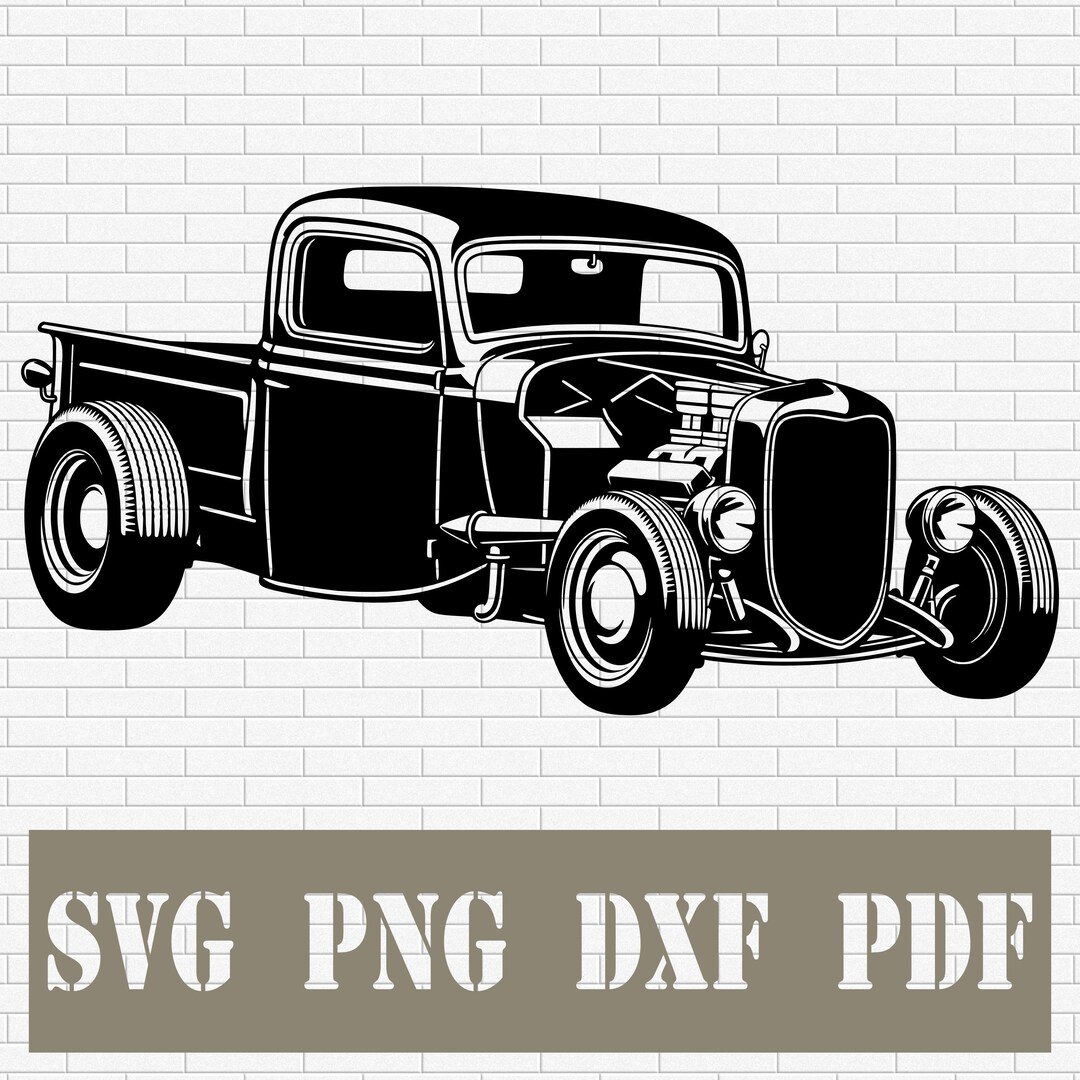 Rat Rod Rear Svg Vintage Rat Rod Truck SVG | Hot Rod Pickup SVG | Classic 1930s Truck ...