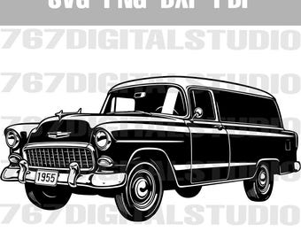 55 Chevy Sedan Delivery SVG png dxf pdf Automotive Vector Files Clip Art Printable Laser Cutting Engraving Personal and Commercial Use OK