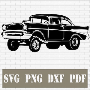 1957 Chevy Gasser SVG | Tri-Five Drag Racing Hot-Rod Vektorklippfiler | Digital nedladdning