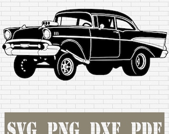 1957 Chevy Gasser SVG | Tri-five Drag Racing Hot-rod Vector Cut Files ...