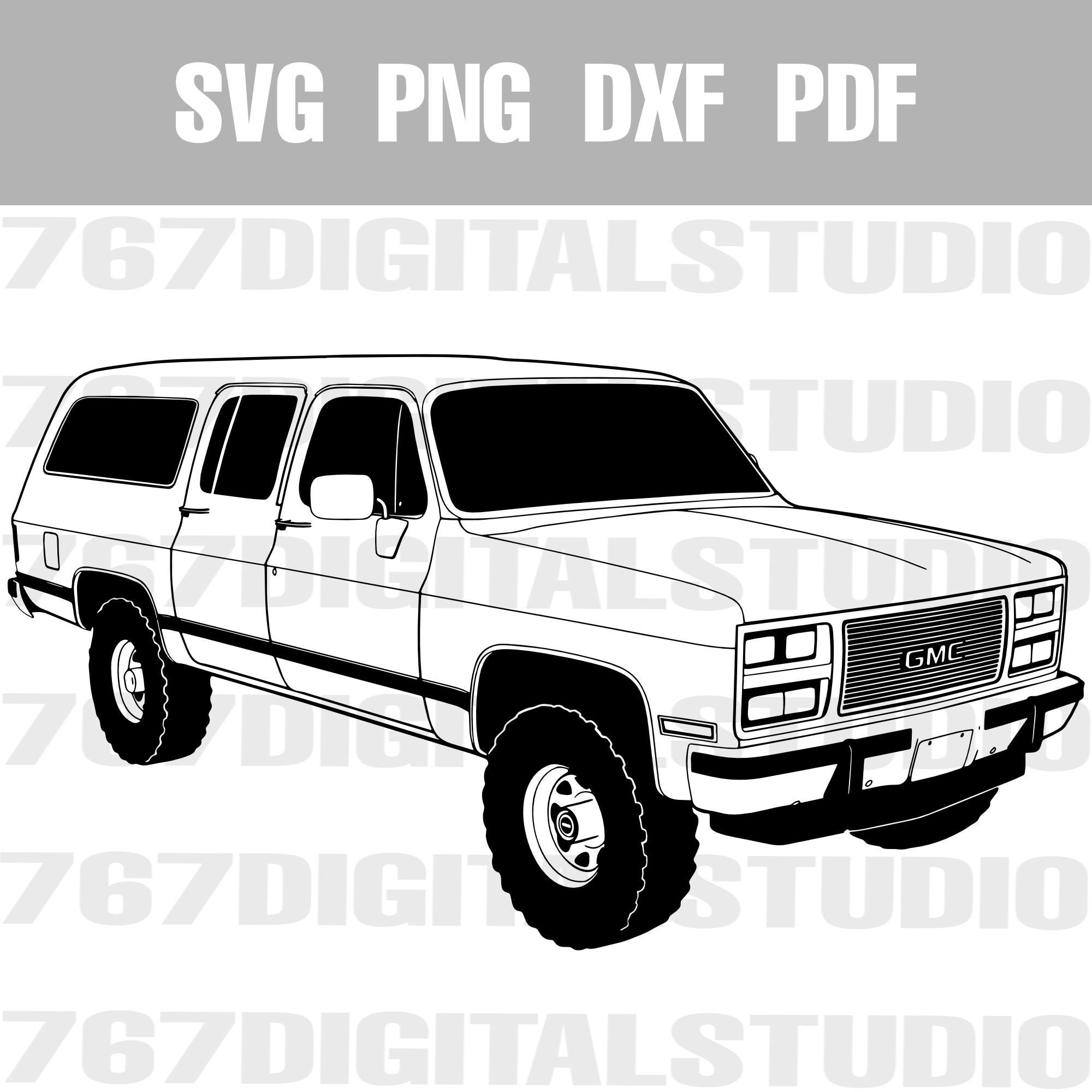 ぎゃわぎゃわさんページ Squarebody GMC Suburban SVG | 1980-1991 K2500 4×4 SUV Vector Clip