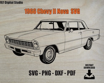1966 Chevy II Nova SVG: Vector Files for Laser Cutting & Printing (Digital Download)