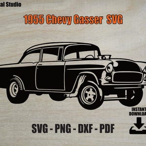 1955 Chevy Gasser SVG: Drag Racing Hot-Rod Vektor (Digital Nedladdning
