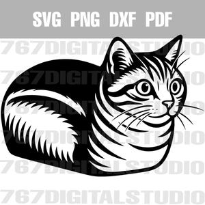 Cat Loaf SVG png pdf dxf vectorbestanden grappig humoristisch dier Clip Art afdrukbare lasergesneden gravure POD persoonlijk en commercieel gebruik OK