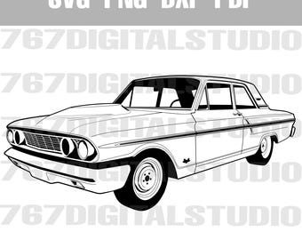 1964 Ford Fairlane Thunderbolt SVG: Classic Muscle Car Vector (Digital Download)