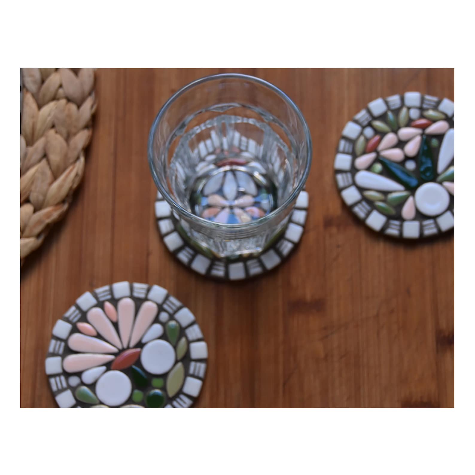 A Set of 4 Handcrafted Mosaic Coasters Ceramic Tiles. Lovely Etsy