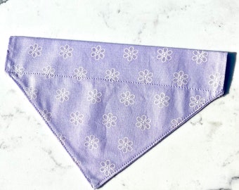 Lavender floral over the collar dog bandana