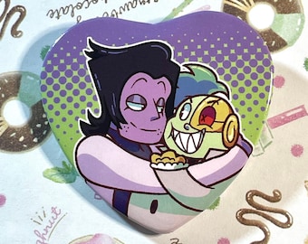 Mad Scientist in Love Heart Buttons