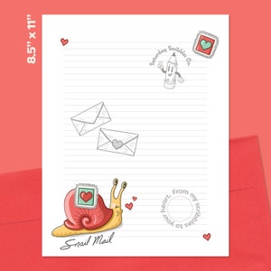 Conjunto de papelaria para escrever cartas para impressão fofas - Download instantâneo digital para amantes de correio tradicional, amigos por correspondência e Dia dos Namorados - Com/sem linhas