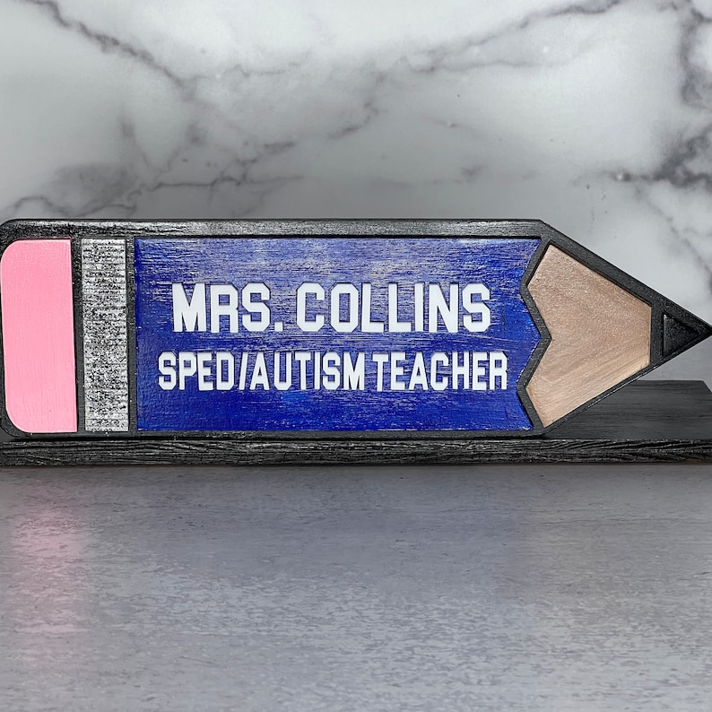 Teacher Desk Name Plate With Pencil/card Holder/personalized Teacher