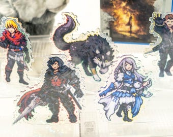 Final Fantasy 16 Pixel Art Acrylaufsteller Clive Rosfield Jill Warrick Joshua Torgal Doppelseitig Gebrochen Holographisch XVI FFXVI