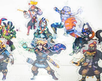 Legend of Zelda Acrylic Standee Pixel Art | Double Sided Cracked Holo| Tears of the Kingdom Link Minda Ganondorf Skull Kid shiek purah