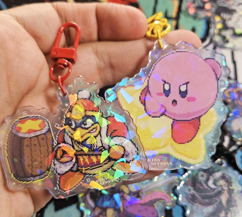 Super Smash Brothers Ultimate Pixel Art Acrylic Charm| Nintendo Kirby ...