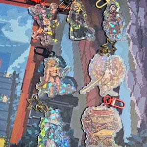 Dark Souls Elden Ring Bloodborne Acrylic Charm Pixel Art| From Soft From Software Ranni Malenia Let me Solo her Doll Solaire FireKeeper