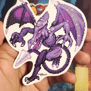 Pixel Ridly Samus Aran and Ridley Pixel Art Stickers Premium Matte Vinyl Stickers ...