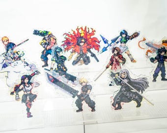 Final Fantasy VII Remake Pixel Art Acryl Aufsteller | Cloud Strife Sephiroth Tifa Aerith Yuffie Cait Sith Cid Vincent Zack Fair Red XIII