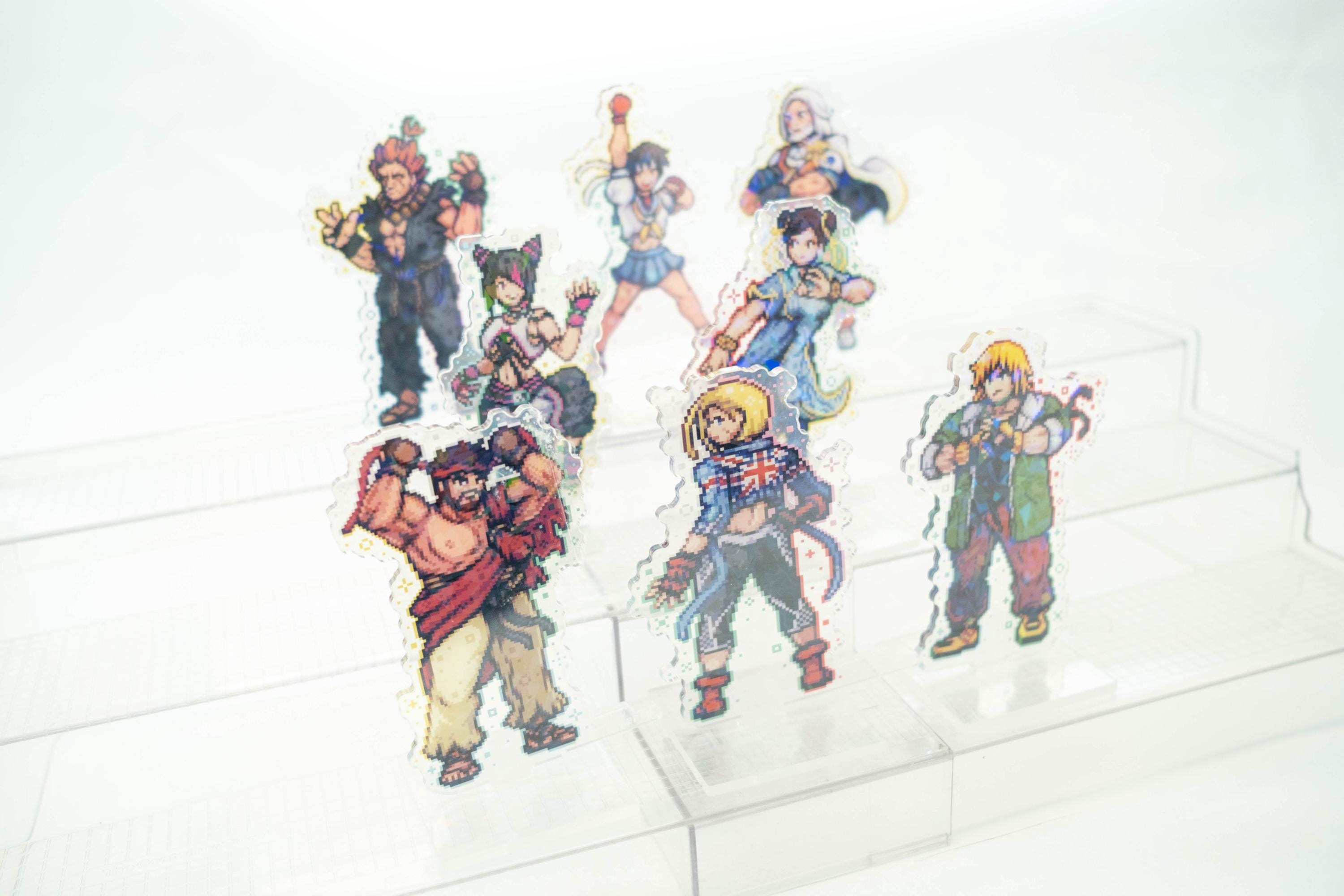 Street Fighter Pixel Art Art Acrylic Standees | Ken Ryu Cammy Chun