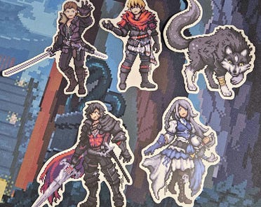 Final Fantasy 16 Pixel Art Stickers | Clive Rosfield Jill Warrick