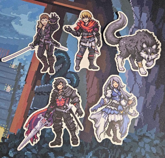 Final Fantasy 16 Pixel Art Stickers | Clive Rosfield Jill Warrick