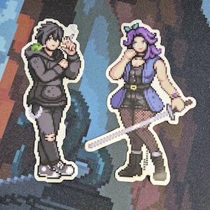Stardew Valley Sebastian Abigail Pixel Art Stickers | Premium Matte Vinyl Stickers | Farm Sim waifu husbando