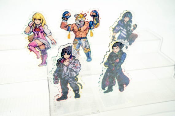 Tekken Pixel Art Art Acrylic Standees | Kazuya Mishima Jin Kazama