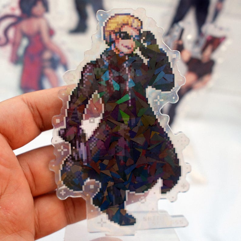 Resident Evil Acrylic Standee Pixel Art| Leon Kennedy Ashley Graham Ada Wong Jill Valentine Wesker Chris Redfield Claire Nemesis Sheva Hunk Albert Wesker