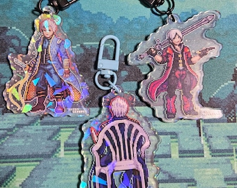 Devil May Cry Dante Vergil Vergil Chair Acrylic Charm Pixel Art Double Sided Cracked Holo DMC Capcom I am the storm that is approaching