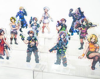 Resident Evil Acryl Aufsteller Pixel Art| Leon Kennedy Ashley Graham Ada Wong Jill Valentine Wesker Chris Redfield Claire Nemesis Silent Hill