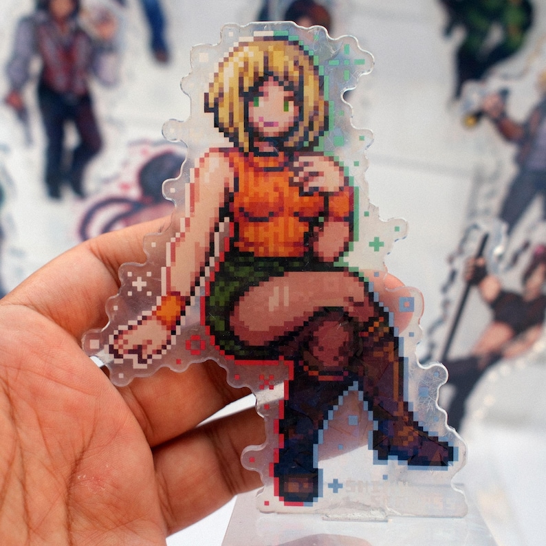 Resident Evil Acrylic Standee Pixel Art| Leon Kennedy Ashley Graham Ada Wong Jill Valentine Wesker Chris Redfield Claire Nemesis Sheva Hunk Ashley Graham
