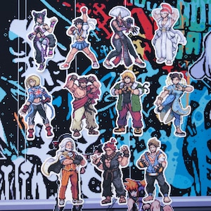 Street Fighter 6 Ryu Ken Juri Chun-Li Cammy Sakura JP AKI Marisa Akuma Luke Pixel Art Stickers / Capcom