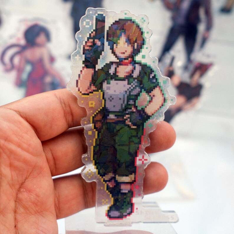 Resident Evil Acrylic Standee Pixel Art| Leon Kennedy Ashley Graham Ada Wong Jill Valentine Wesker Chris Redfield Claire Nemesis Sheva Hunk Rebecca Chambers