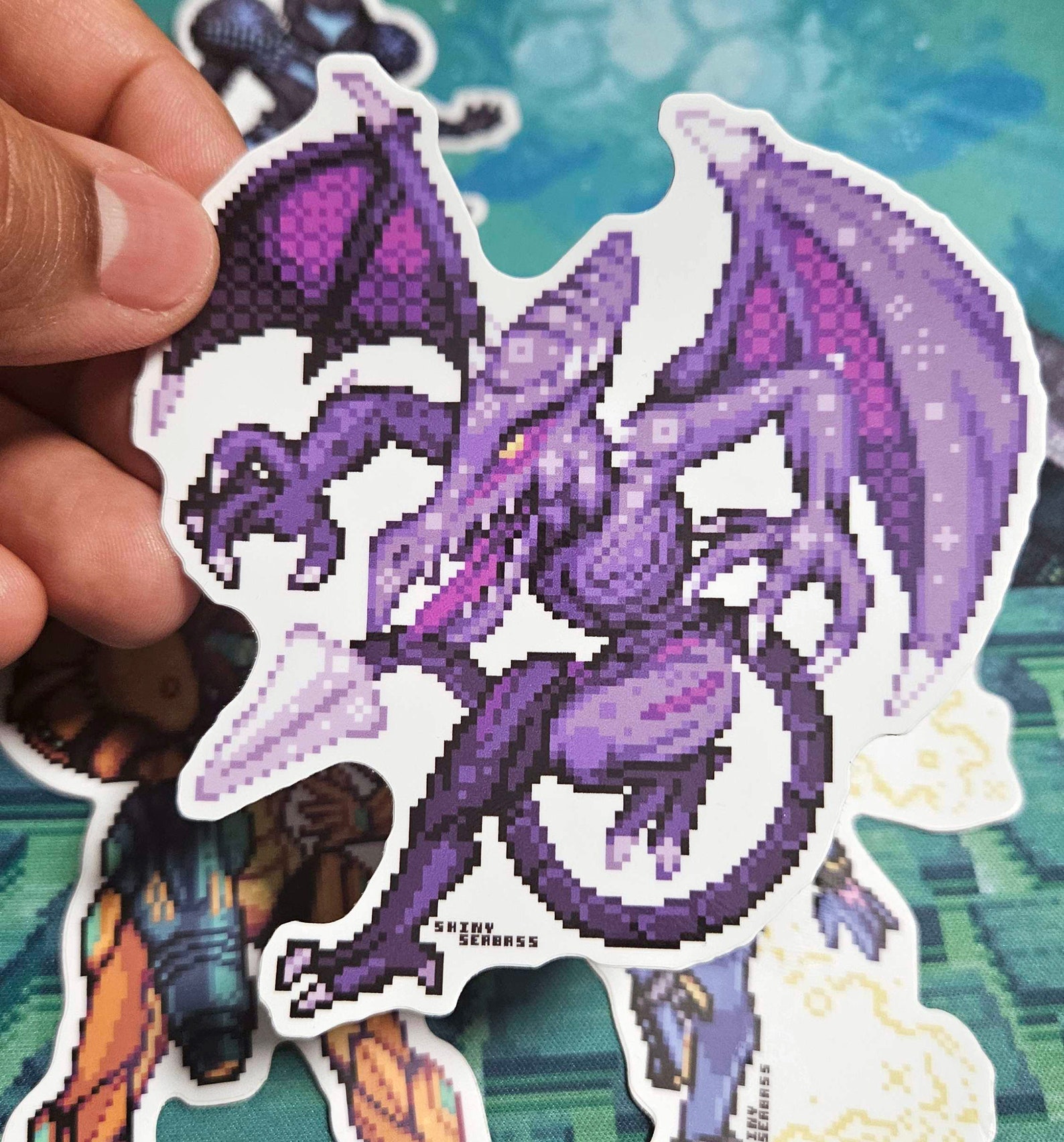 Pixel Ridly Samus Aran, Ridley, Dark Samus and Zero Suit Pixel Art Stickers ...