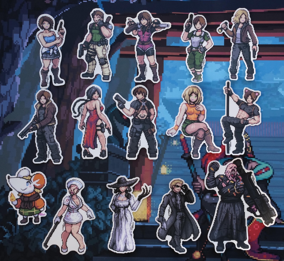 バイオハザード ピクセルアート ステッカー | レオン・S・ケネディ