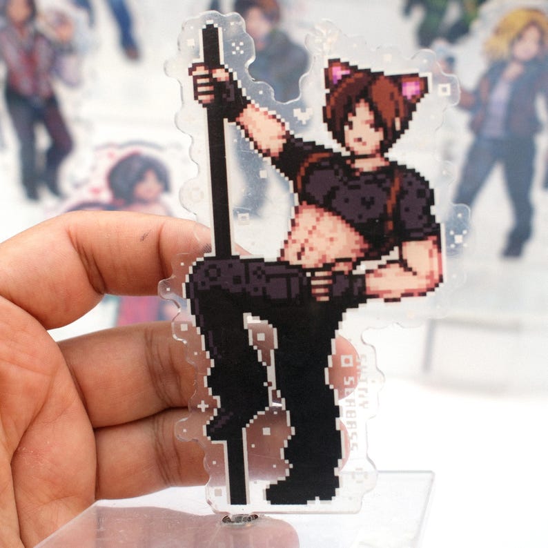 Resident Evil Acrylic Standee Pixel Art| Leon Kennedy Ashley Graham Ada Wong Jill Valentine Wesker Chris Redfield Claire Nemesis Sheva Hunk Leon Cat Pole