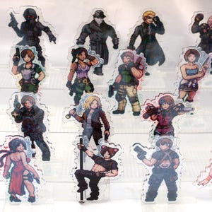 Resident Evil Acrylic Standee Pixel Art| Leon Kennedy Ashley Graham Ada Wong Jill Valentine Wesker Chris Redfield Claire Nemesis Sheva Hunk image 1