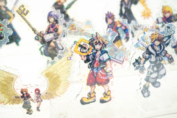 Kingdom Hearts Pixel Art Acrylic Standees | Sora Kairi Riku Axel