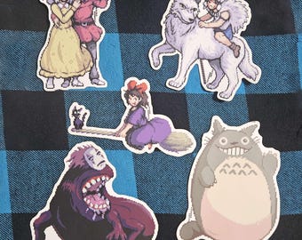 スタジオジブリ ピクセルアート ステッカー | 狼 もののけ姫 カノコノケ 千と千尋の神隠し ハウルの動く城 ソフィー トトロ 魔女の宅急便