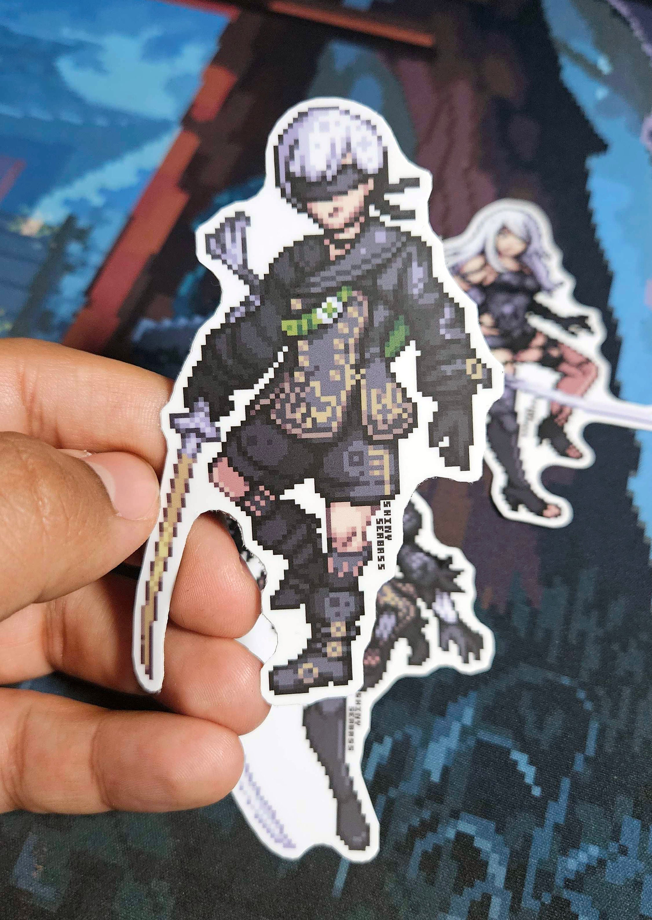 Replicant Sticker Nier Automata Pixel Art Stickers | Premium Matte Vinyl Stickers | 2B 9S ...