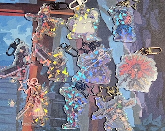 Final Fantasy VII Rebirth Acrylic Charm Pixel Art | Cloud Strife Sephiroth Tifa Cait Sith Aerith Yuffie Vincent Cid Barret Zack