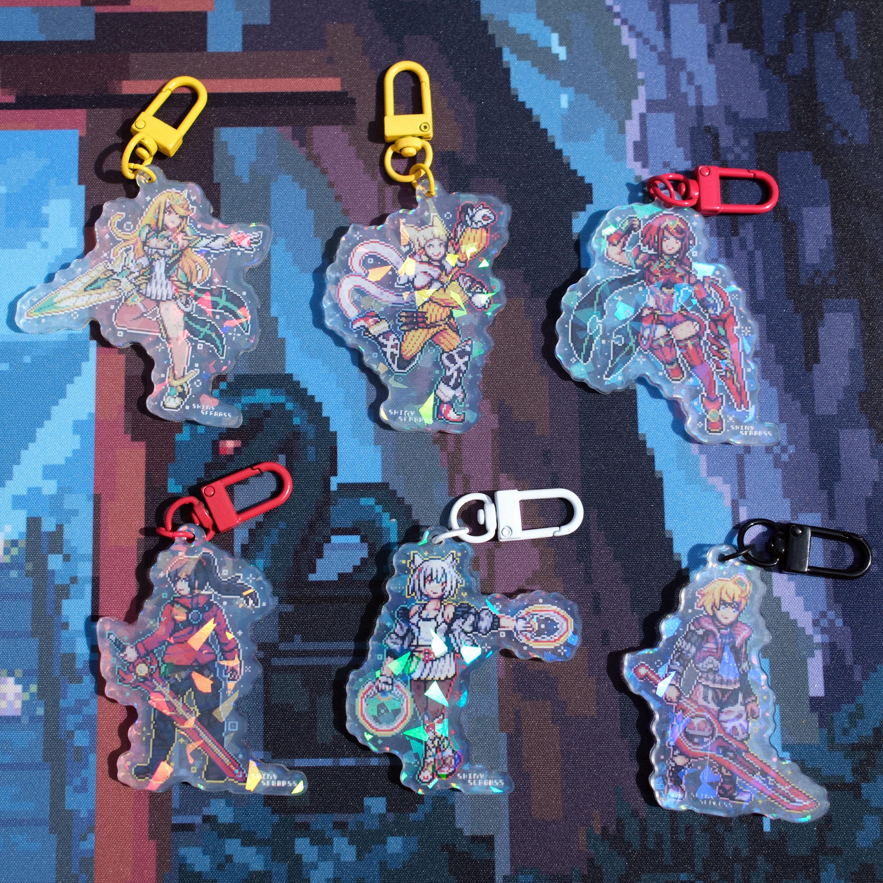 Xenoblade Chonicles Acrylic Charm Pixel Art | Mythra Pyra Aegis