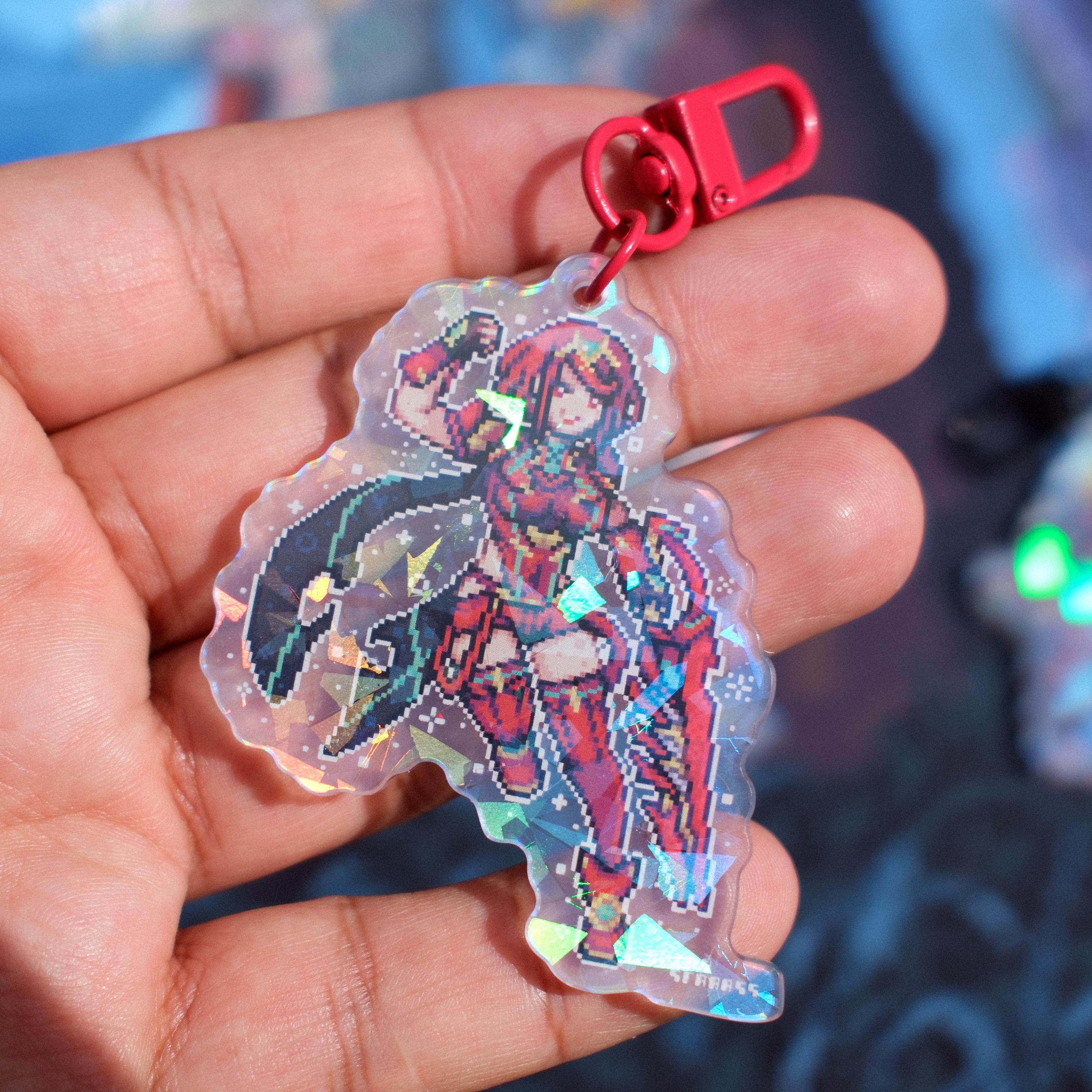 Xenoblade Chonicles Acrylic Charm Pixel Art | Mythra Pyra Aegis
