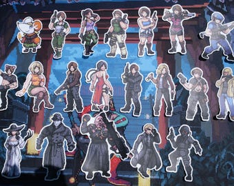 Resident Evil Chibi Stickers - Leon Kennedy, Luis Serra, Ada Wong